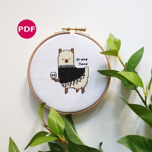 Drama Llama cross stitch - PDF Pattern, Instant Download