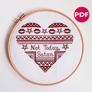 Not Today Satan Cross Stitch Pattern PDF – Drag Queen Quote, Bianca Del Rio Inspired | Funny Embroidery Design | Instant Download Pattern