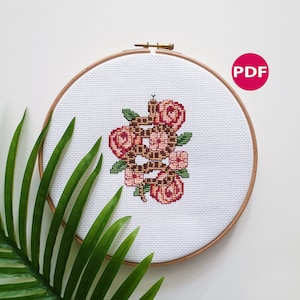Floral Snake cross stitch - PDF Pattern, Instant Download