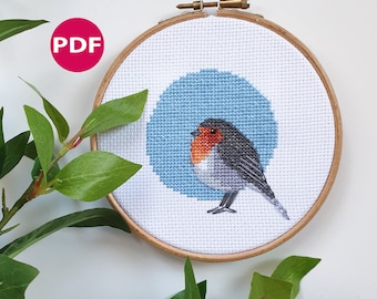 Robin - Bird cross stitch - PDF Pattern, Instant Download