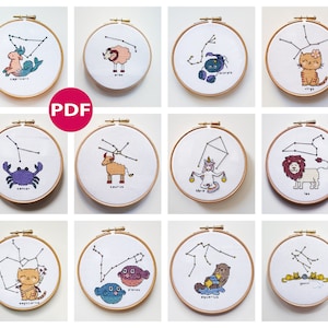 Zodiac / Star sign cross stitch bundle - PDF Patterns, Instant Download