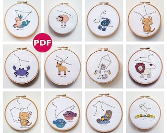 Zodiac / Star sign cross stitch bundle - PDF Patterns, Instant Download