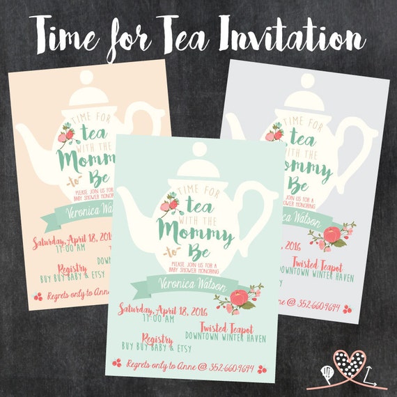 Time For Tea Invitation Baby Or Bridal Shower Mommy To Be Etsy