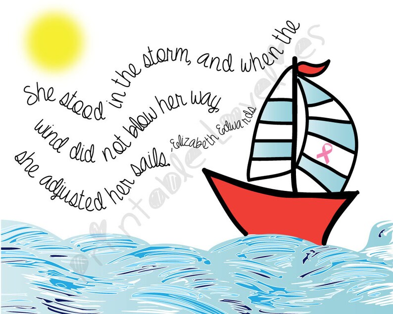 She Adjusted Her Sails Print Elizabeth Edwards Quote Breast | Etsy