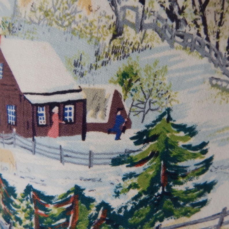 Grandma Moses Barkcloth Pillow Early Springtime on the Etsy