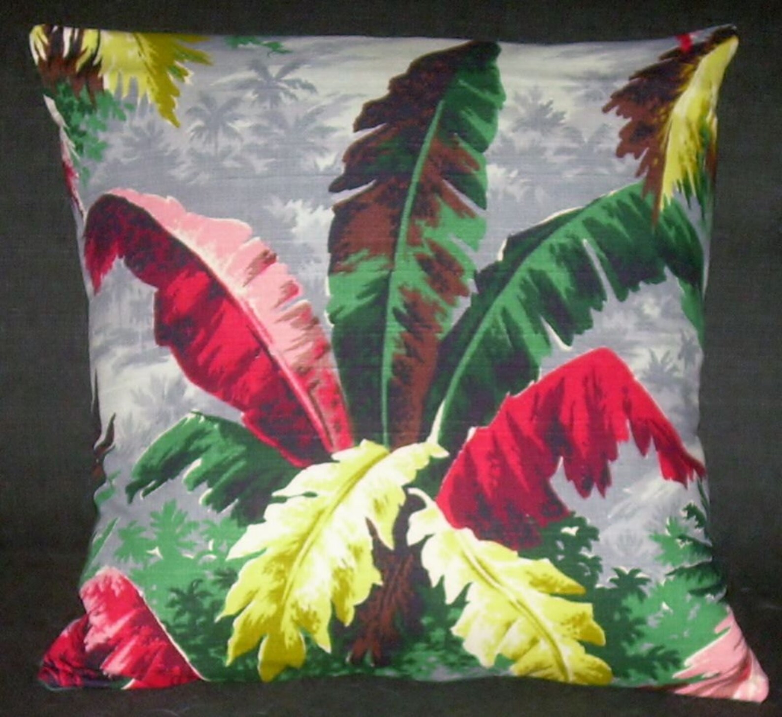 Tropical Pillow Cover Tropical Palms Barkcloth Etsy