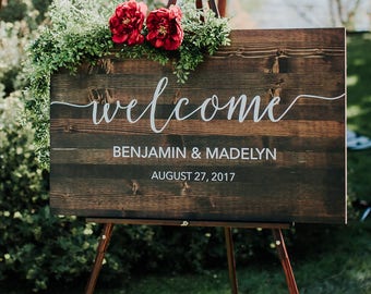 Rustic Calligraphy Wedding Welcome Sign Vinyl Decal