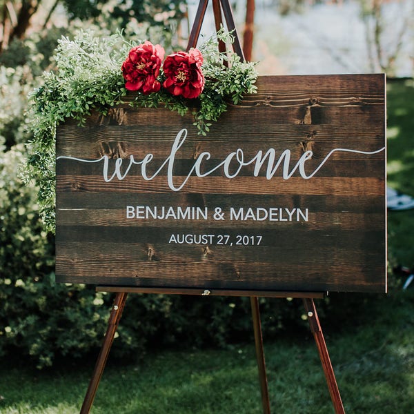 Rustic Calligraphy Wedding Welcome Sign Vinyl Decal