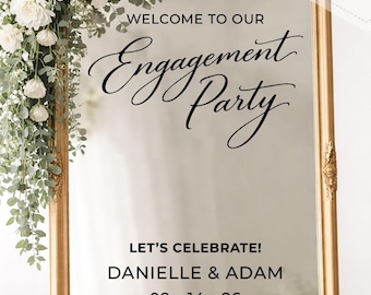 Engagement Party Welcome Sign Vinyl Decal | Personalized Mirror Decal for Engagement Party | Custom Engagement Party Decor