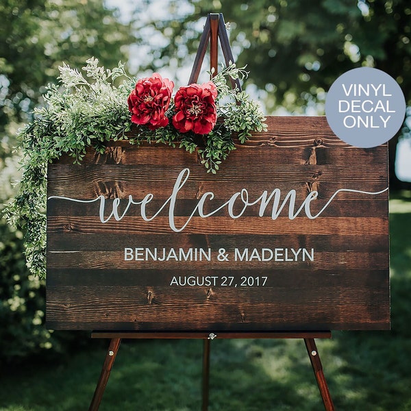 Wedding Welcome Sign, Wedding Decal, Wood Welcome Sign