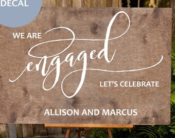 Engagement Party Decorations, We are Engaged Sign, mirror decal