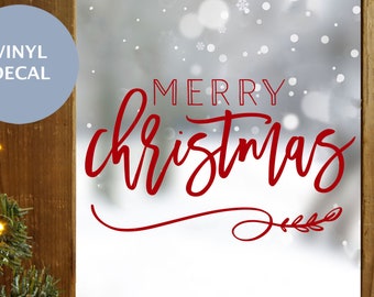 Merry Christmas Wall Decal, Farmhouse Christmas Signs, Christmas Window Decals