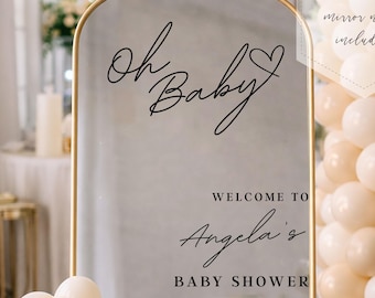 Oh Baby Mirror Decal, Custom Baby Shower Welcome Sign Vinyl