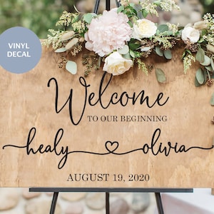 Wedding Welcome Sign, Wedding Mirror Decal, Wedding Heart Sign