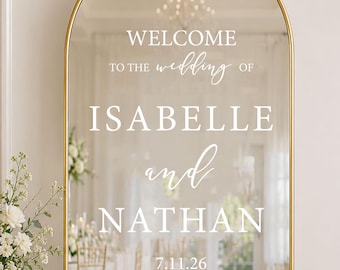Welcome Wedding Sign Decal, Personalized Mirror Decal, Custom Wedding Welcome Sign, Wedding Entrance Sign, Reception Sign Sticker