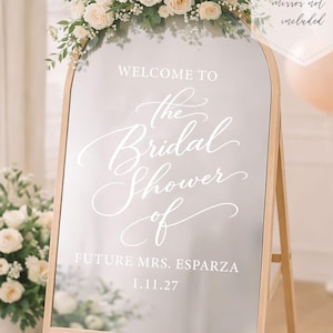 Bridal Shower Welcome Sign Decal – Personalized Mirror Vinyl : Modern Script Bridal Shower Decor