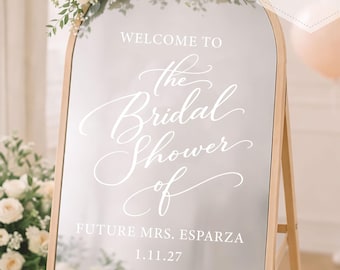 Bridal Shower Welcome Sign Decal – Personalized Mirror Vinyl : Modern Script Bridal Shower Decor