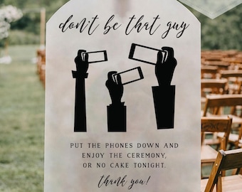 Unplugged Ceremony Sign Decal: No Phone Wedding Decor