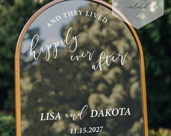 Arched Mirror Wedding Decal: Happily Ever After Vinyl Sticker for Welcome Sign