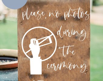 Unplugged Ceremony Vinyl Decal: No Phones Wedding Sign