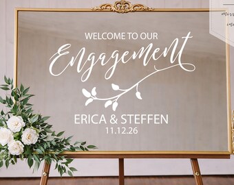 Welcome To Our Engagement Sign, Mirro Decal, Engagement Party Decoration