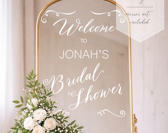 Modern Bridal Shower Welcome Decal: Custom Name Party Sign for Mirror or Acrylic