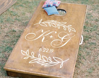 Cornhole Board Decal, Wedding Monogram, Bridal Shower Games