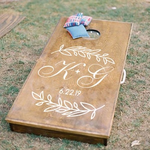 Cornhole Board Decal, Wedding Monogram, Bridal Shower Games