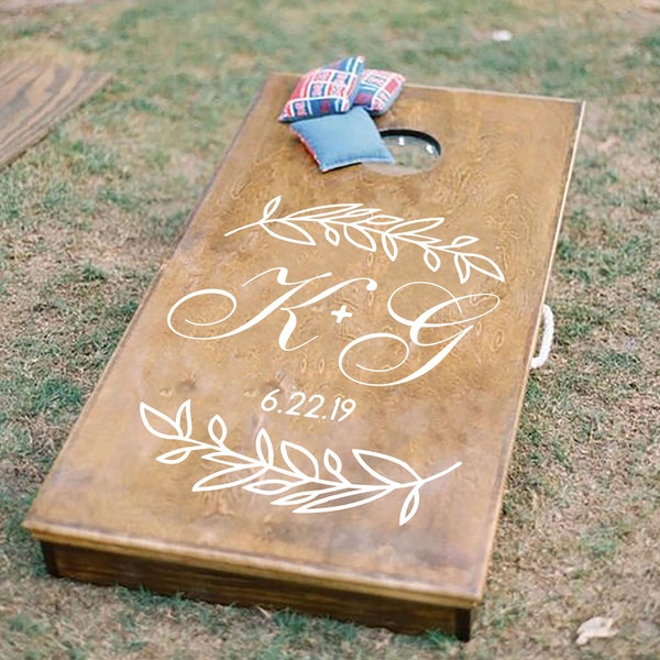 Cornhole Board Decal, Wedding Monogram, Bridal Shower Games