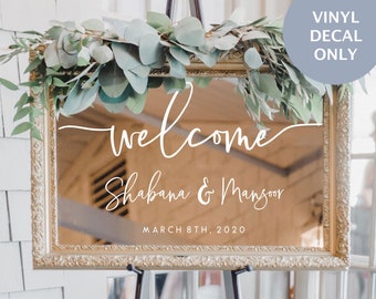 Welcome Wedding Sticker, Mirror Decal, Wedding Sign Decal