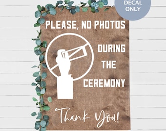 Please No Photos, Unplugged Ceremony Decal, Unplugged Wedding Sign