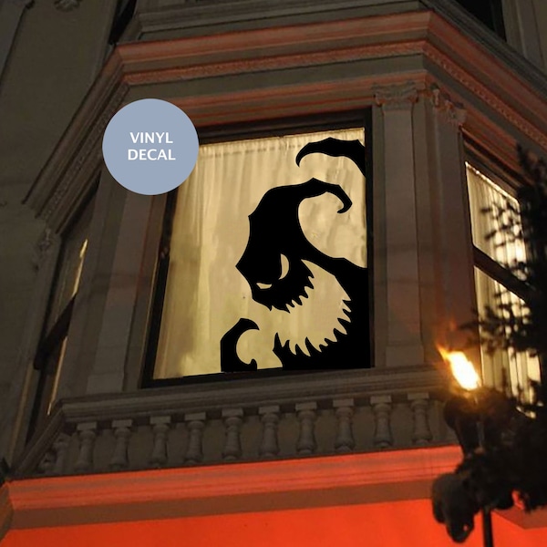 Spooky Halloween Silhouette Window Decal, Scary Monster Window Decoration