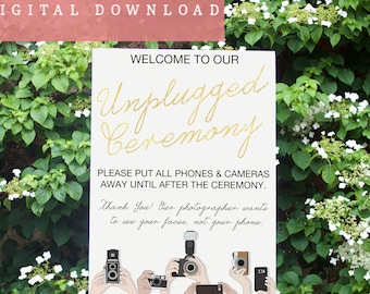 Unplugged Ceremony Sign, Digital Download, Digital Wedding Clipart
