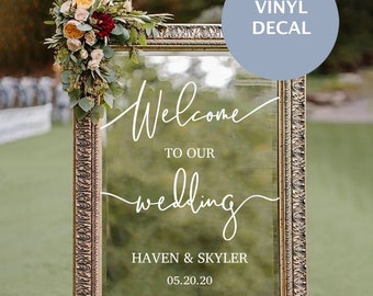 Welcome To Our Wedding Sign, Mirror Decal Wedding, Welcome Sign