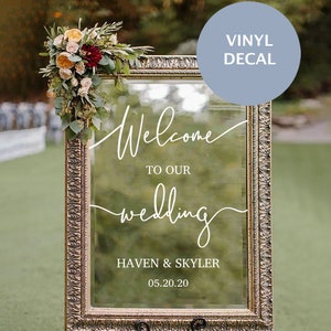 Welcome To Our Wedding Sign, Mirror Decal Wedding, Welcome Sign