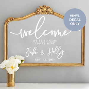 Personalized Acrylic Wedding Welcome Sign Decal, Elegant Custom Reception Entrance Decoration