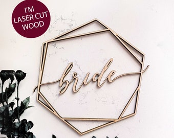 Bride and Groom Chair Sign, Laser Engraved, Geometric Wedding Sign