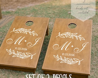 Cornhole Board Decal: Custom Wedding Monogram Vinyl Sticker Set of 2
