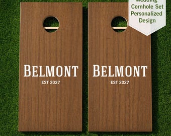 Personalized Wedding Cornhole Decals Set of 2 | Custom Cornhole Boards for Wedding | Backyard Wedding Lawn Game Idea | Last Name & Date