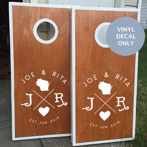 State Sign, Cornhole Decals, Wedding Sign Decals