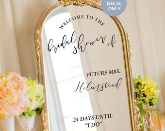 Bridal Shower Welcome Mirror Decal: Personalized Party Decor