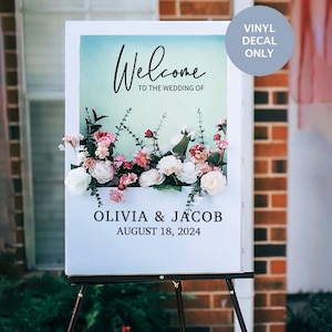 Flower Box Welcome Sign, Wedding Welcome Sign Decal, Floral Box