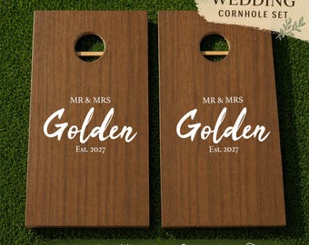 Personalized Cornhole Board Decal, Custom Family Name Decal, Established Sign, Housewarming Gift, Anniversary Gift
