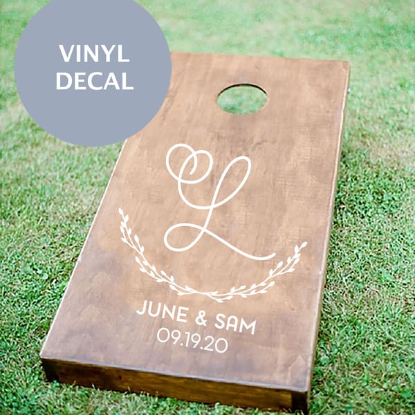 Monogram Decal, Cornhole Board Decal, Lawn Games