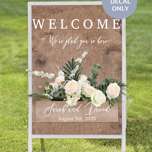 Welcome Sign Flower Box Decal, Custom Flower Box Sign Decal, Personalized Welcome Decal for Wedding A Frame Flower Box Wedding Sign