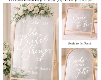 Bridal Shower Decal Sign Bundle, Welcome, Cards & Gifts, Bride to Be, Coordinated Wedding Shower Decor