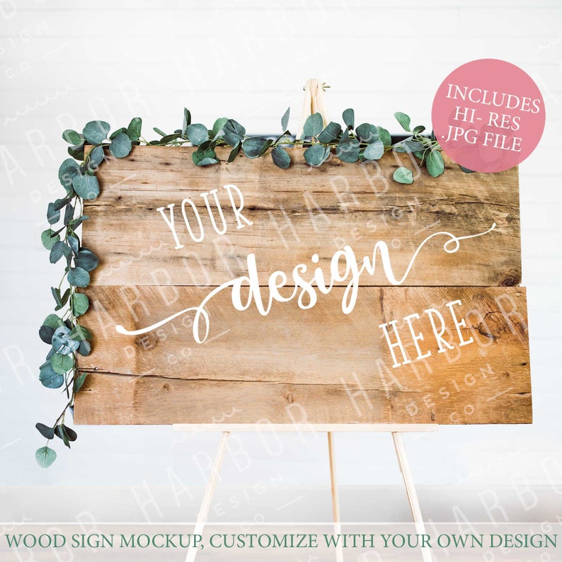 Download Wood Easel Wedding Welcome Sign Mock-Up Botanical Styled ...