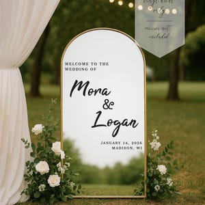 Wedding Welcome Sign Decal, Personalized Mirror Vinyl, Welcome to Our Wedding Names & Date, Reception Sign