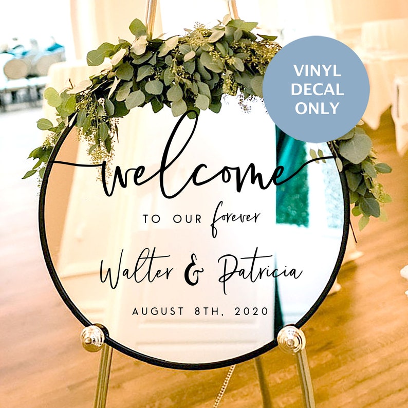 Wedding Welcome Sign Mirror Welcome Sign Wedding Sign Decal image 1