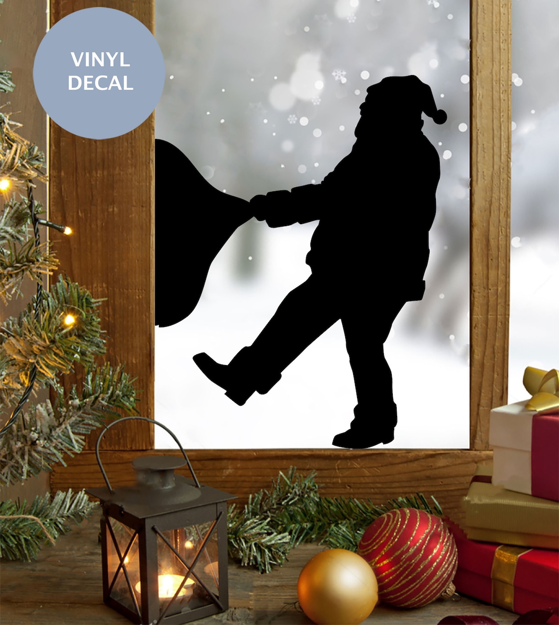 Christmas Window Decal Santa Silhouette Holiday Window Decal Etsy